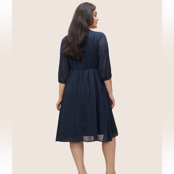 BloomChic Plus Size XL Textured Chiffon Mesh Patchwork Ruched Dress us 14-16 - Picture 2 of 8